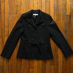 Vintage 2000s Veronique Branquinho Slim Wool Women Black Belt Peacoat Jacket 42